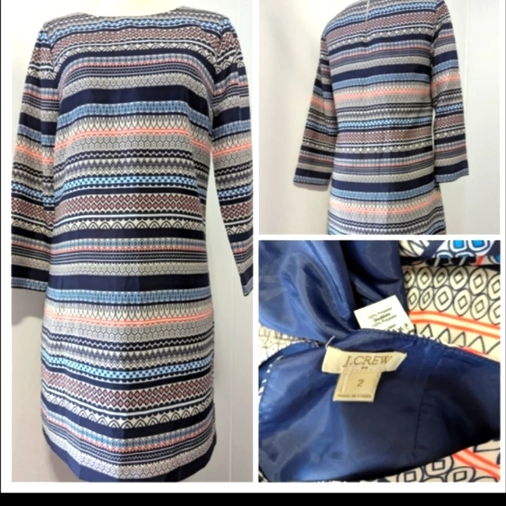 J.Crew Multicolor Striped Long Sleeve Dress‎ Size 2